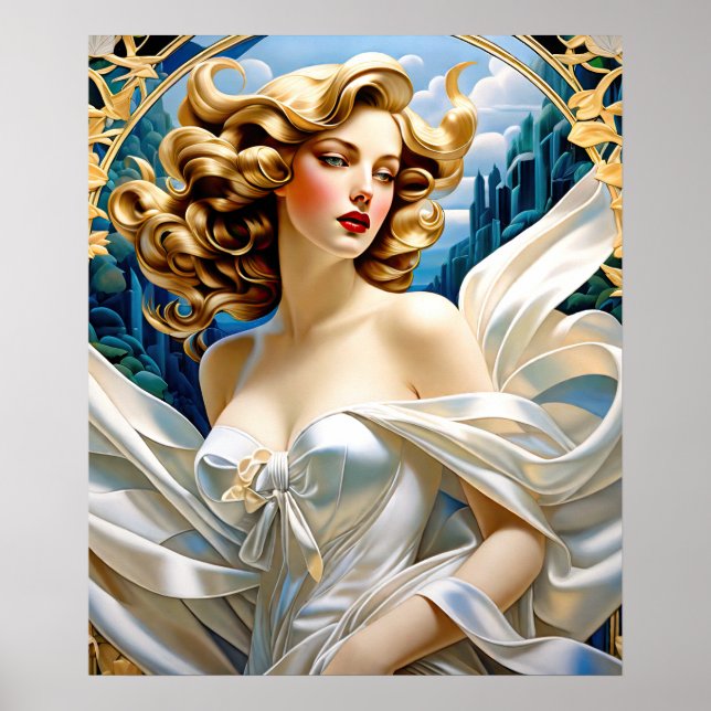 Kaia Art Nouveau Mucha Style Poster (Vorne)