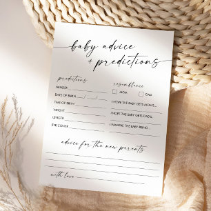 KAIA Baby Shower Advice & Predictions Card Einladung