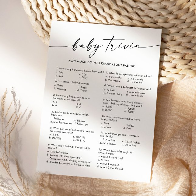 KAIA Baby Trivia Baby Showspiel Einladung (Von Creator hochgeladen)