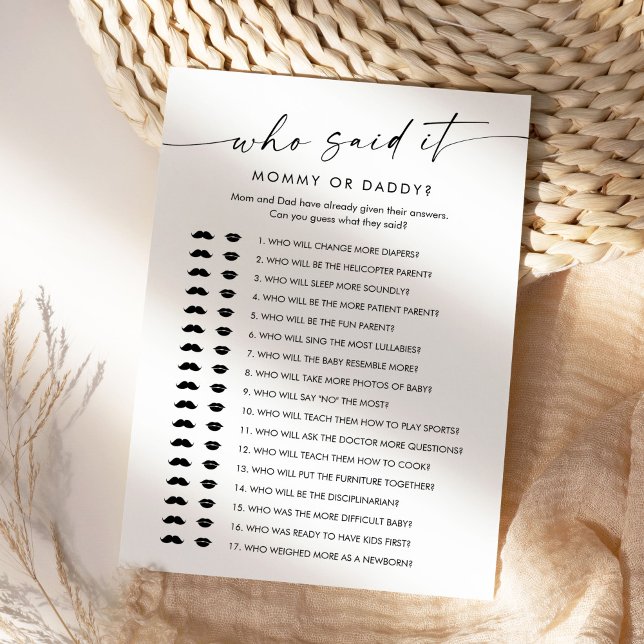 KAIA, der sagte, es Mommy Daddy Baby Game Card Einladung (Von Creator hochgeladen)