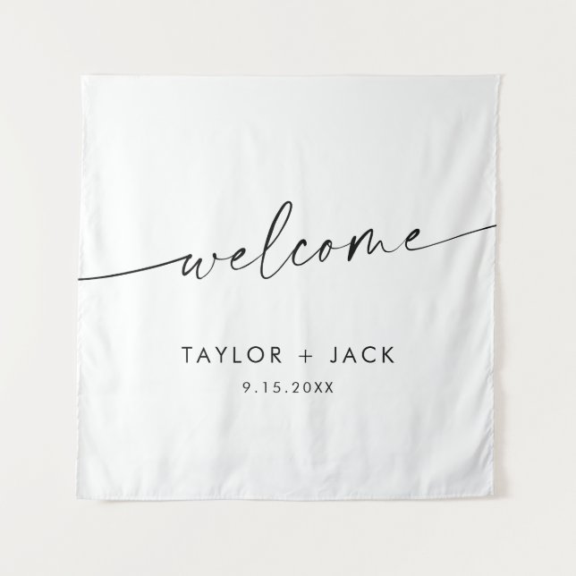 KAIA Minimalistisch Wedding Welcome Wandteppich (Vorderseite)