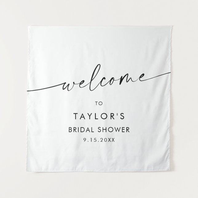 KAIA Minimalistisches Brautparty Willkommen Wandteppich (Vorderseite)