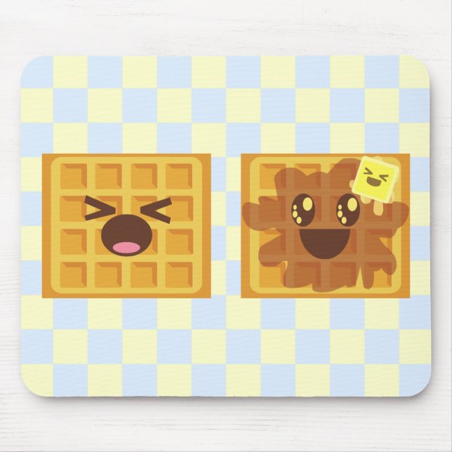 Kaii Waffeln gute Frühstück! Mousepad (Vorne)