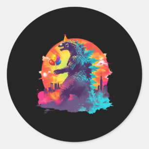 Kaiju Birthday Funny Boys Birthday Monster Runder Aufkleber