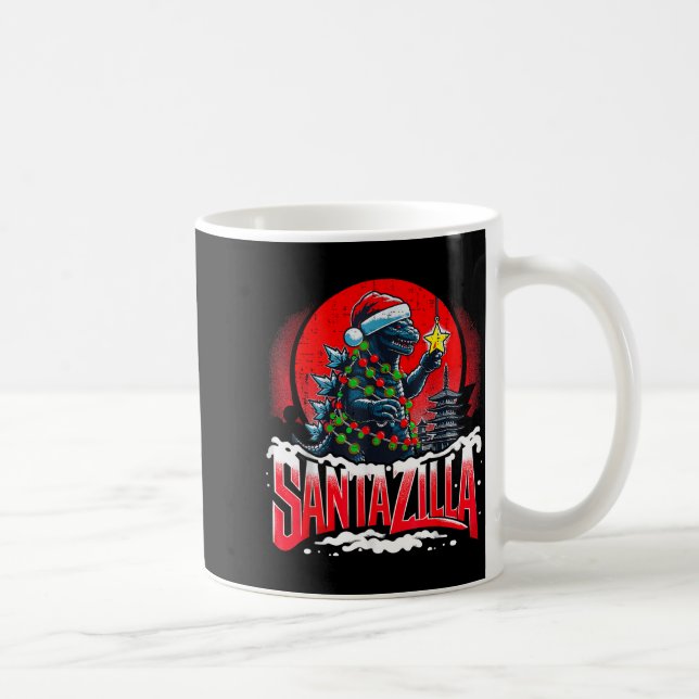 Kaiju Christmas Santazilla Japanese Monster Dinosa Kaffeetasse (Rechts)