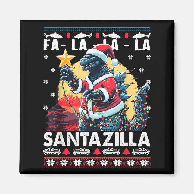Kaiju Christmas Santazilla Japanese Monster Dinosa Magnet (Vorne)