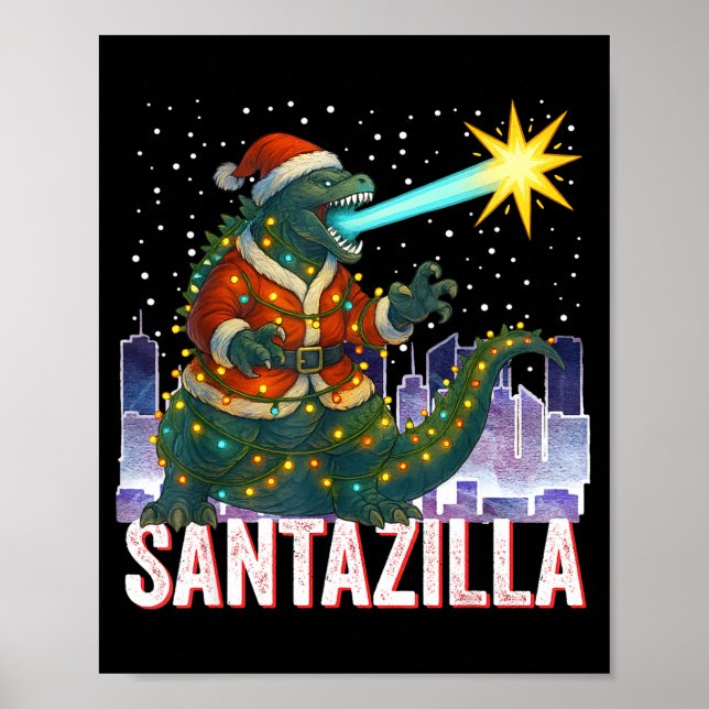 Kaiju Christmas Santazilla Japanese Monster Dinosa Poster (Vorne)
