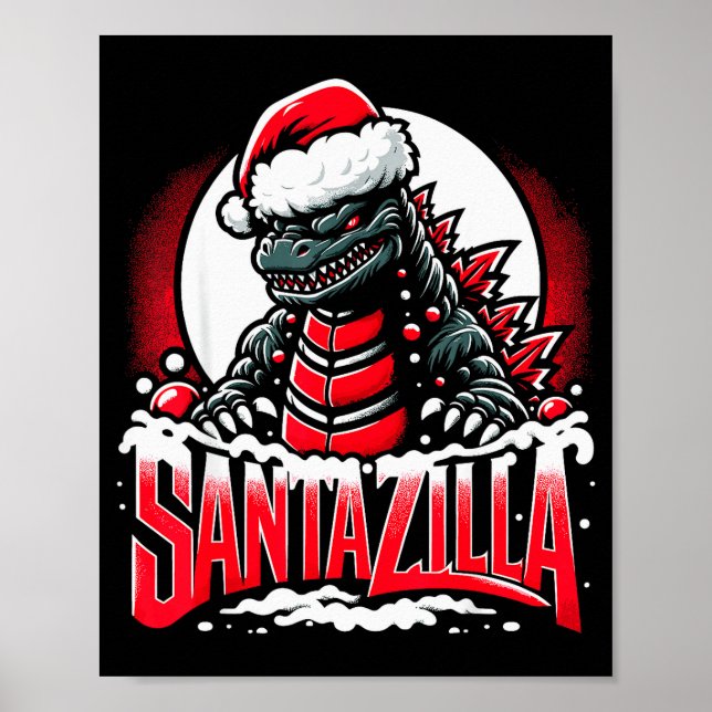 Kaiju Christmas Santazilla Japanese Monster Dinosa Poster (Vorne)