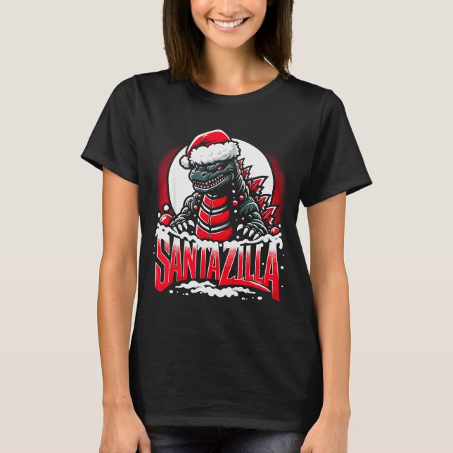 Kaiju Christmas Santazilla Japanese Monster Dinosa T-Shirt (Vorderseite)