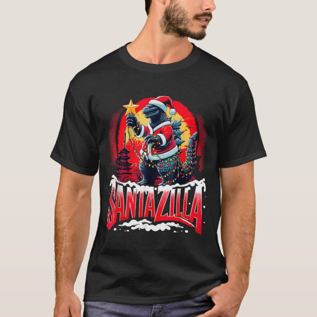 Kaiju Christmas Santazilla Japanese Monster Dinosa T-Shirt (Vorderseite)