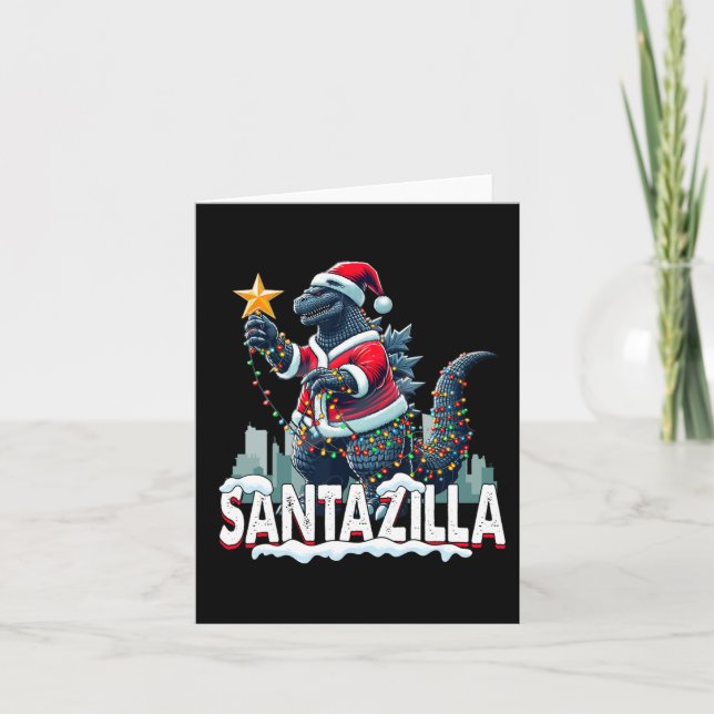 Kaiju Christmas Santazilla Japanisches Monster Din Karte (Vorderseite)