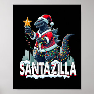 Kaiju Christmas Santazilla Japanisches Monster Din Poster
