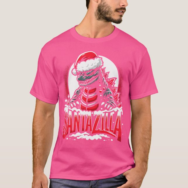 Kaiju Christmas Santazilla Japanisches Monster Din T-Shirt (Vorderseite)