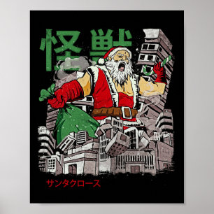 Kaiju Santa Claus Japanisch Anime Monster Weihnach Poster