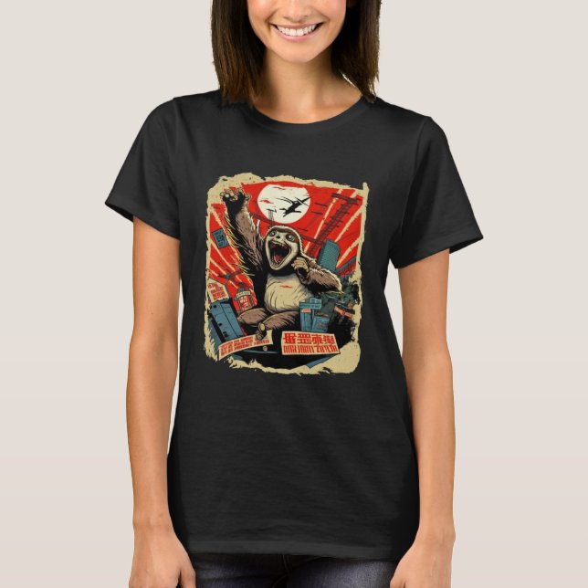 Kaiju Sloth Monster Creature Attack Japan City T-Shirt (Vorderseite)