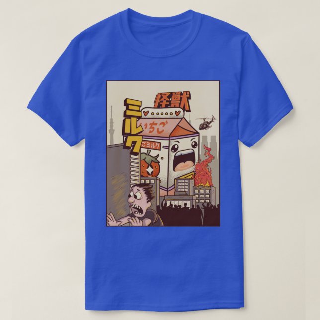Kaiju Strawberry Milk Carton Japanisches Monsterge T-Shirt (Design vorne)