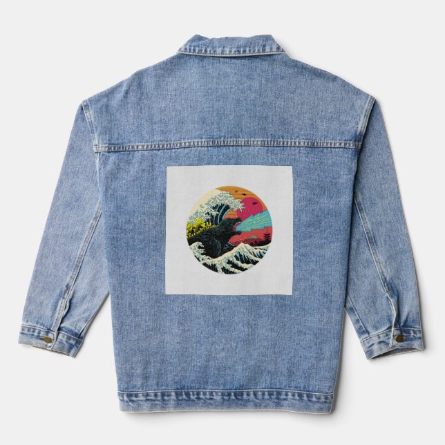 Kaiju Waves Design Jeansjacke (Rückseite)