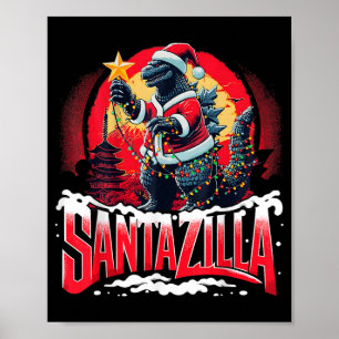 Kaiju Weihnachten Santazilla japanisches Monster D Poster