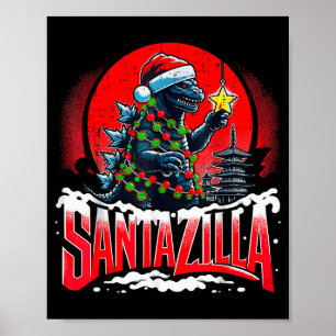 Kaiju Weihnachten Santazilla japanisches Monster D Poster