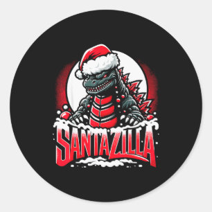 Kaiju-Weihnachten Santazilla japanisches Monster D Runder Aufkleber