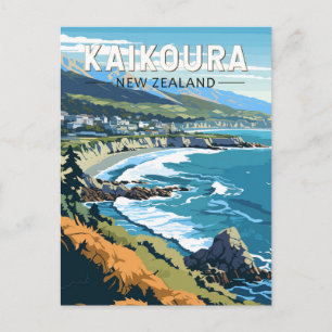 Kaikoura Neuseeland Reise Kunst Vintage Postkarte