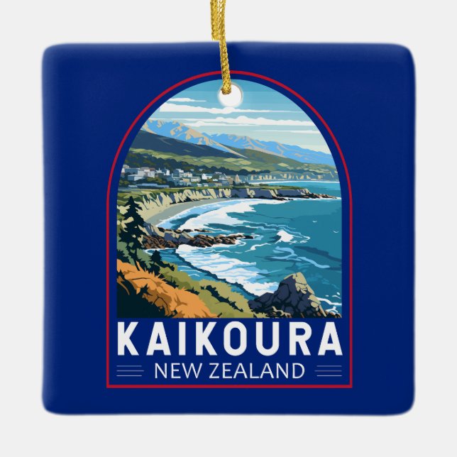 Kaikoura Neuseeland Reisen Vintag Keramikornament (Vorderseite)