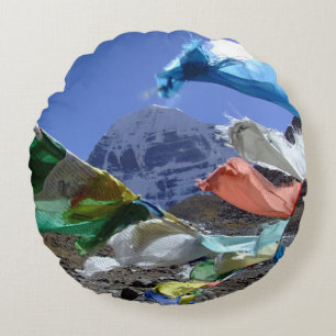 Kailash, Heiliger Berg, Tibet - Himalaya Rundes Kissen