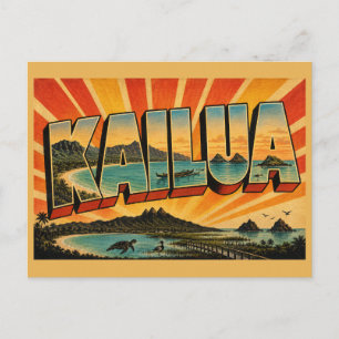Kailua Hawaii Crescent Bay Berg Kunst Postkarte