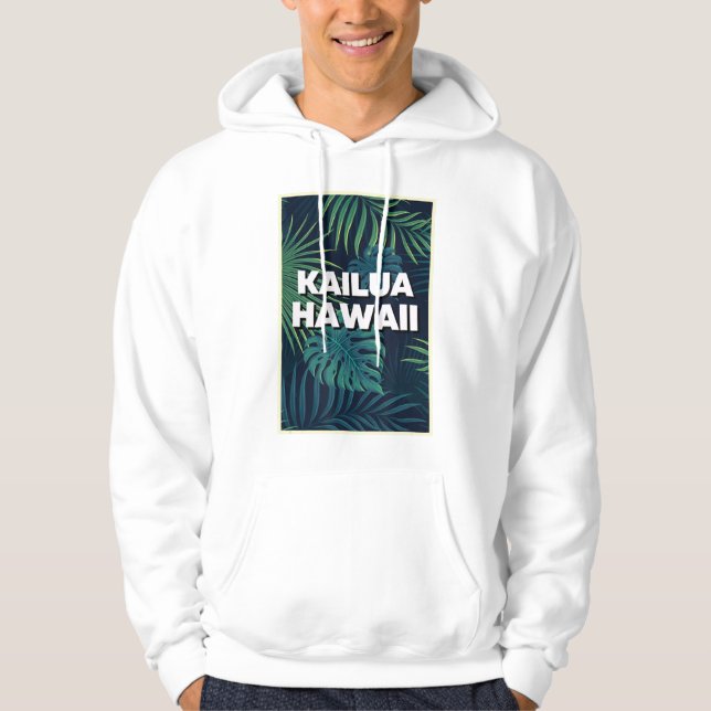 Kailua Hawaii Strände Palm Blätter Sommerkunst Hoodie (Vorderseite)