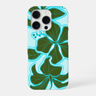 Kailua Hibiscus Hawaiian Engineered Floral Aqua iPhone 16 Pro Hülle