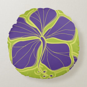 Kailua Hibiscus Hawaiian umkehrbares Floralmuster Rundes Kissen