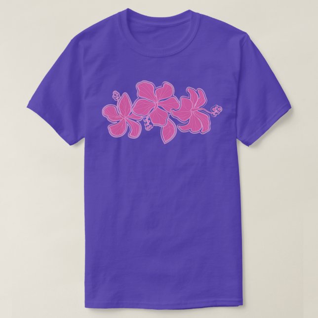 Kailua Hibiskus Hawaiian Engineered Floral Pink Te T-Shirt (Design vorne)