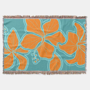 Kailua Hibiskus Hawaiian Floral Throw Blanket Decke