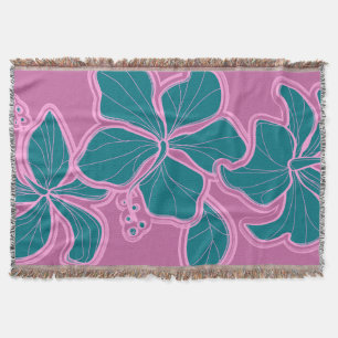 Kailua Hibiskus Hawaiian Floral Throw Blanket Decke