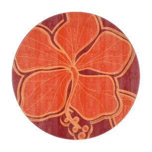 Kailua Hibiskus Hawaiian Glass Cutting Board Schneidebrett