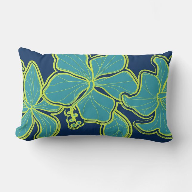 Kailua Hibiskus Hawaiian Reversible Lumbar Pillow Lendenkissen (Vorderseite)