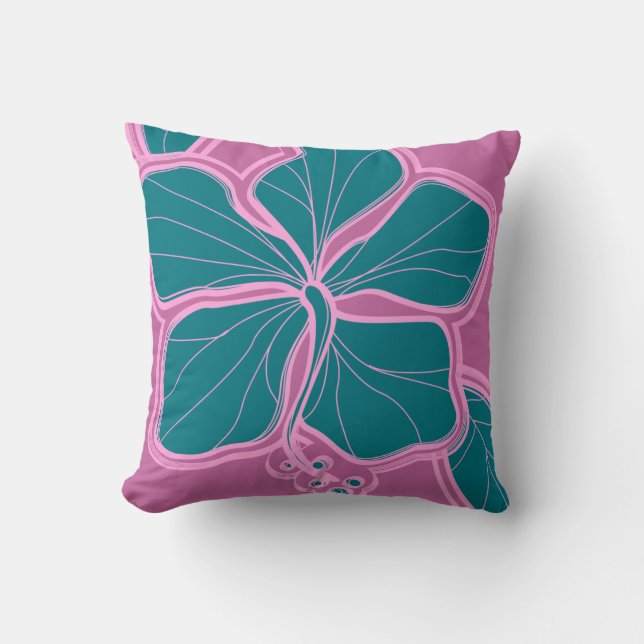 Kailua Hibiskus Hawaiian Reversible Square Pillow Kissen (Vorderseite)