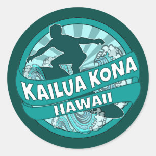 Kailua Kona Hawaii aquamarine Logo-Aufkleber Runder Aufkleber
