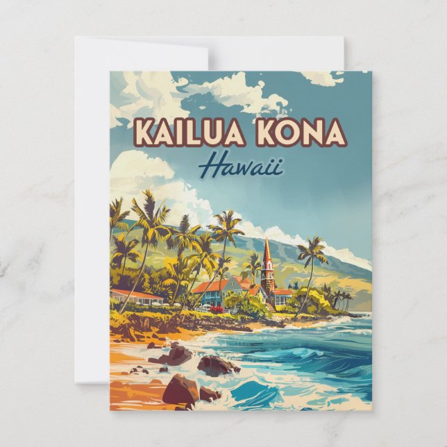 Kailua Kona Hawaii Big Island Beach Vintag Card (Vorderseite)