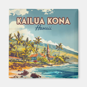 Kailua Kona Hawaii Big Island Beach Vintag Magnet