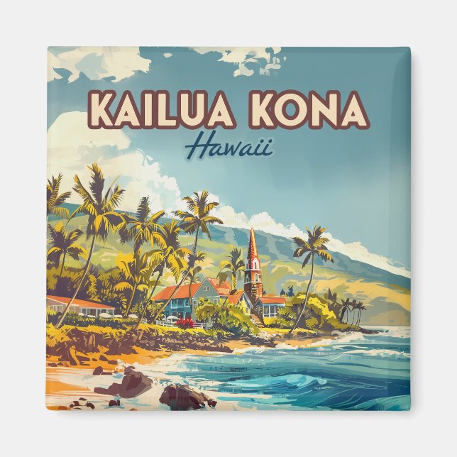 Kailua Kona Hawaii Big Island Beach Vintag Magnet (Vorne)