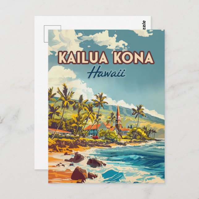Kailua Kona Hawaii Big Island Beach Vintag Postkarte (Vorne/Hinten)
