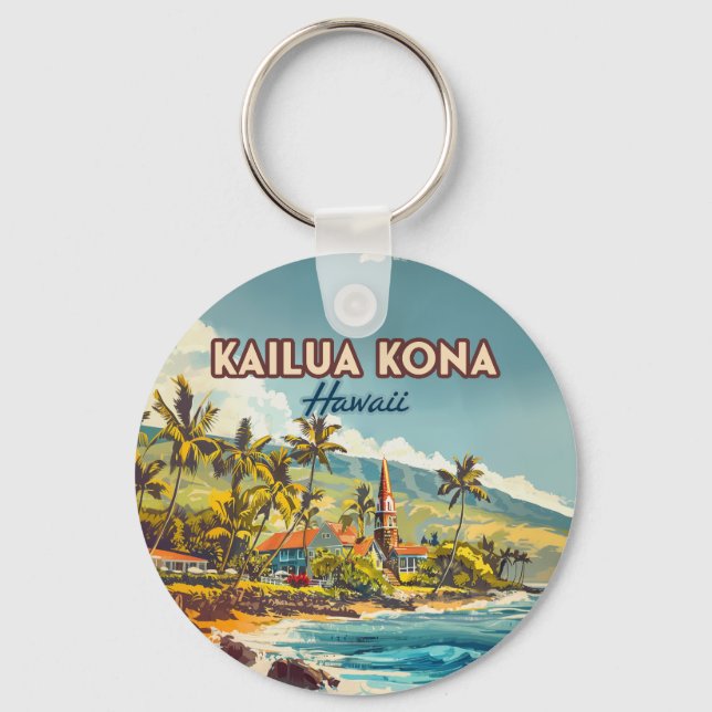 Kailua Kona Hawaii Big Island Beach Vintag Schlüsselanhänger (Vorderseite)