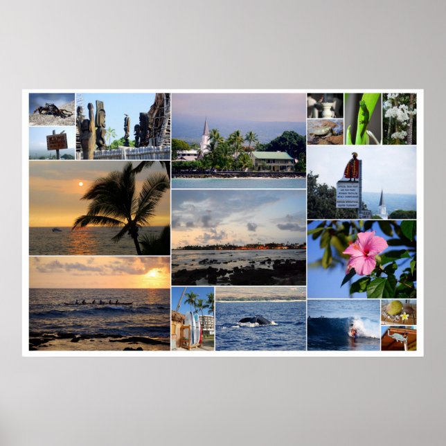 Kailua-Kona Hawaii Collage 36 x 24 Poster (Vorne)