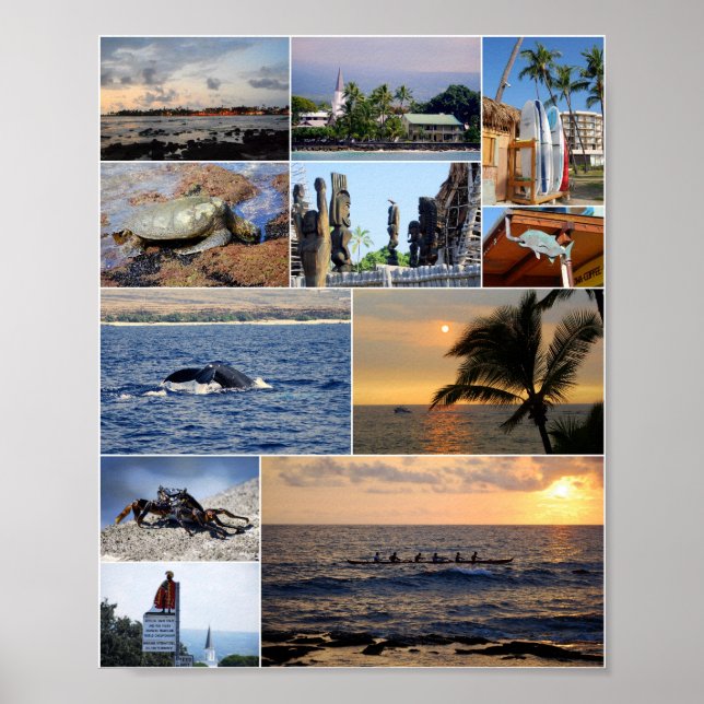 Kailua Kona Hawaii Collage 8 X 10 Poster (Vorne)