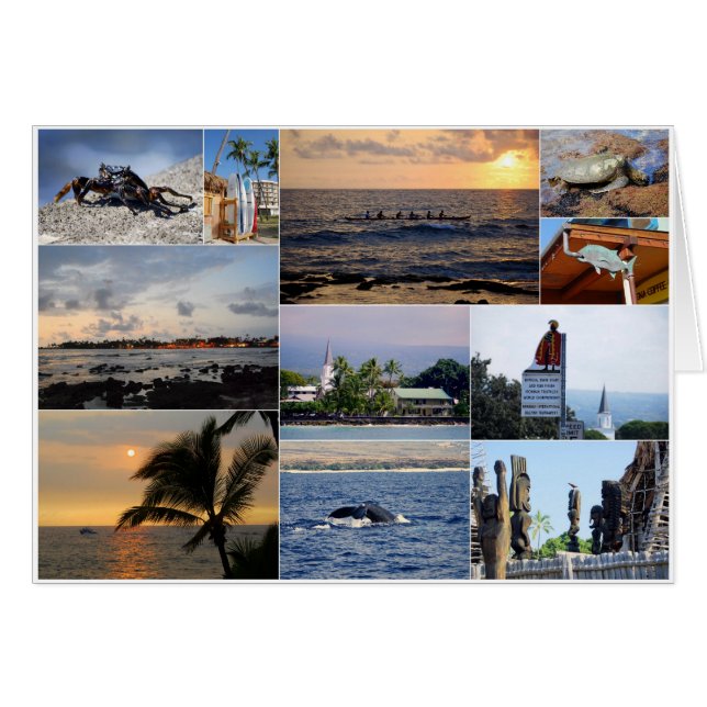 Kailua Kona Hawaii Collage Card (Vorderseite (Horizontal))