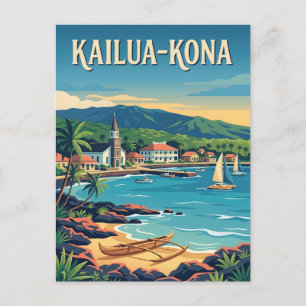 Kailua-Kona Hawaii Hafen Retro Vintage Poster Postkarte