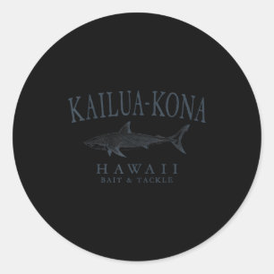 Kailua - Kona Hawaii Hai Retro-Schieferkunst Angel Runder Aufkleber