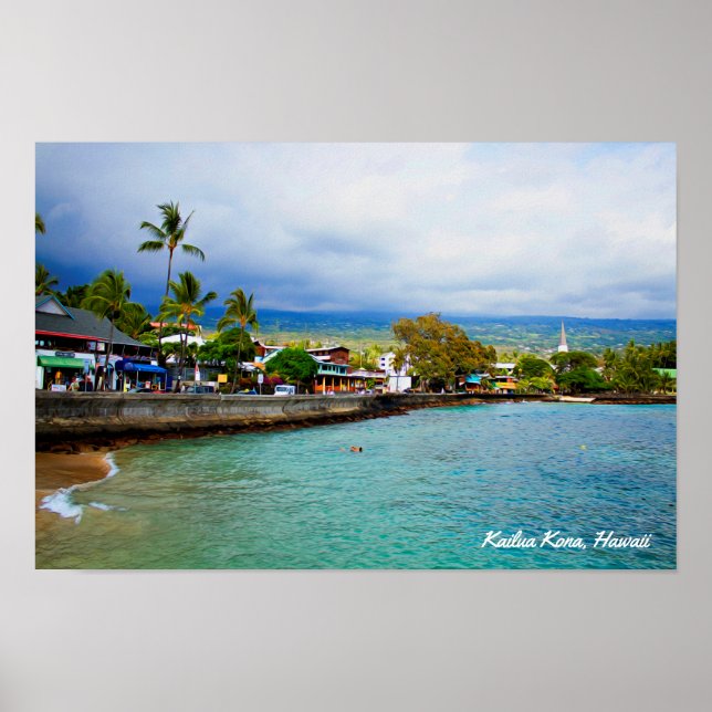 Kailua Kona, Hawaii, Öl Paint Digital Art Poster (Vorne)