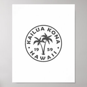 Kailua-kona Hawaii Palme Männer Frauen Mädchen Jun Poster